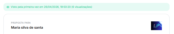 Notificação verde mostrando que a proposta foi vista pela primeira vez com contagem de visualizações